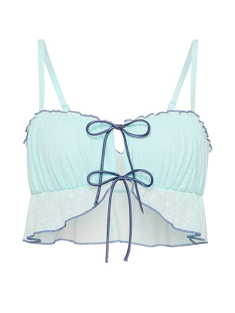 PINK Wink GRWPINK™ Flutter Bralette, Spray Blue, offModelFront, 3 of 3