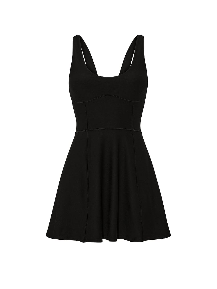 Victoria's Secret, VSX VSX New Essential Flare Mini Dress, Black Heather, offModelFront, 3 of 3