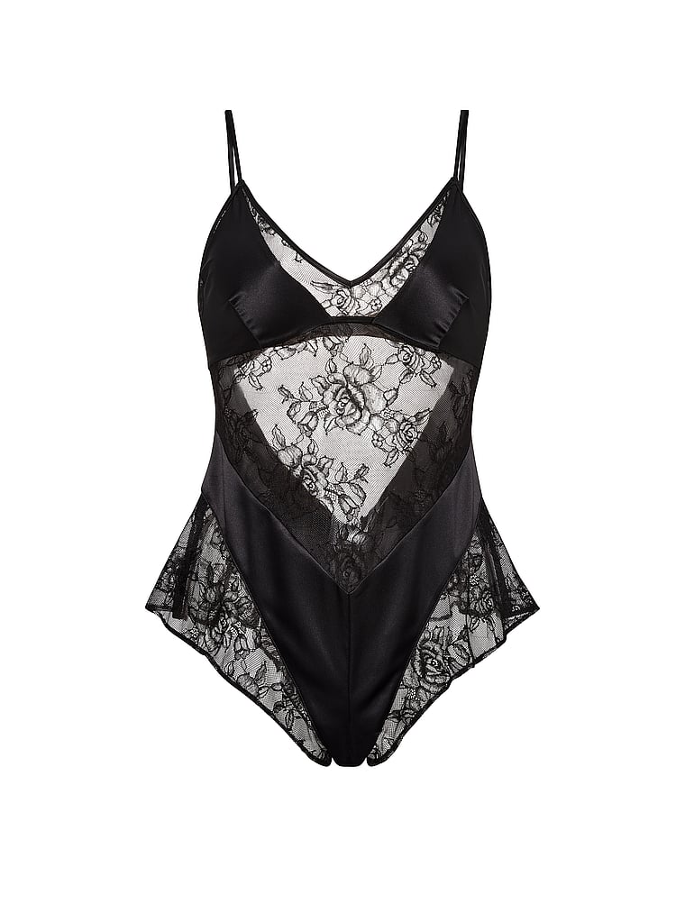 Satin & Rose Lace Flutter Romper