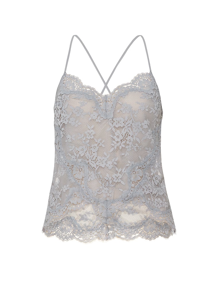 Buy Lace Scallop-Hem Cami, Black - Order Pajama Tops online