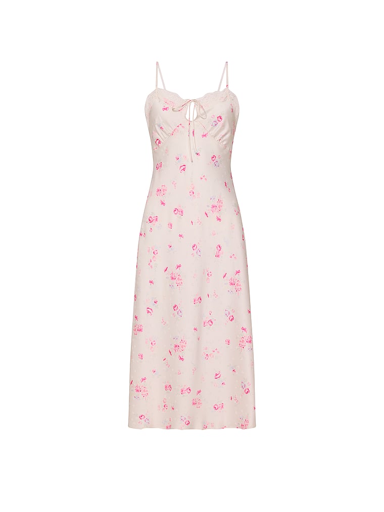 Victoria's Secret, Dream Angels Butterflies Jacquard Midi Slip Dress, Pink Floral Butterflies, offModelFront, 3 of 3