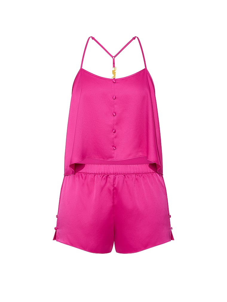 PINK GRWPINK™ Satin Cami & Shorts Pajama Set, Pink Fire, offModelFront, 3 of 3