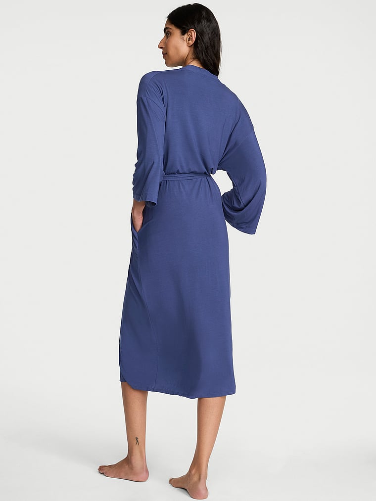 Victoria's Secret, Victoria's Secret SoSoft™ Modal 3-Piece Short Set, Ink Blue, onModelBack, 2 of 4 Anisha is 5'11" and wears S/Long