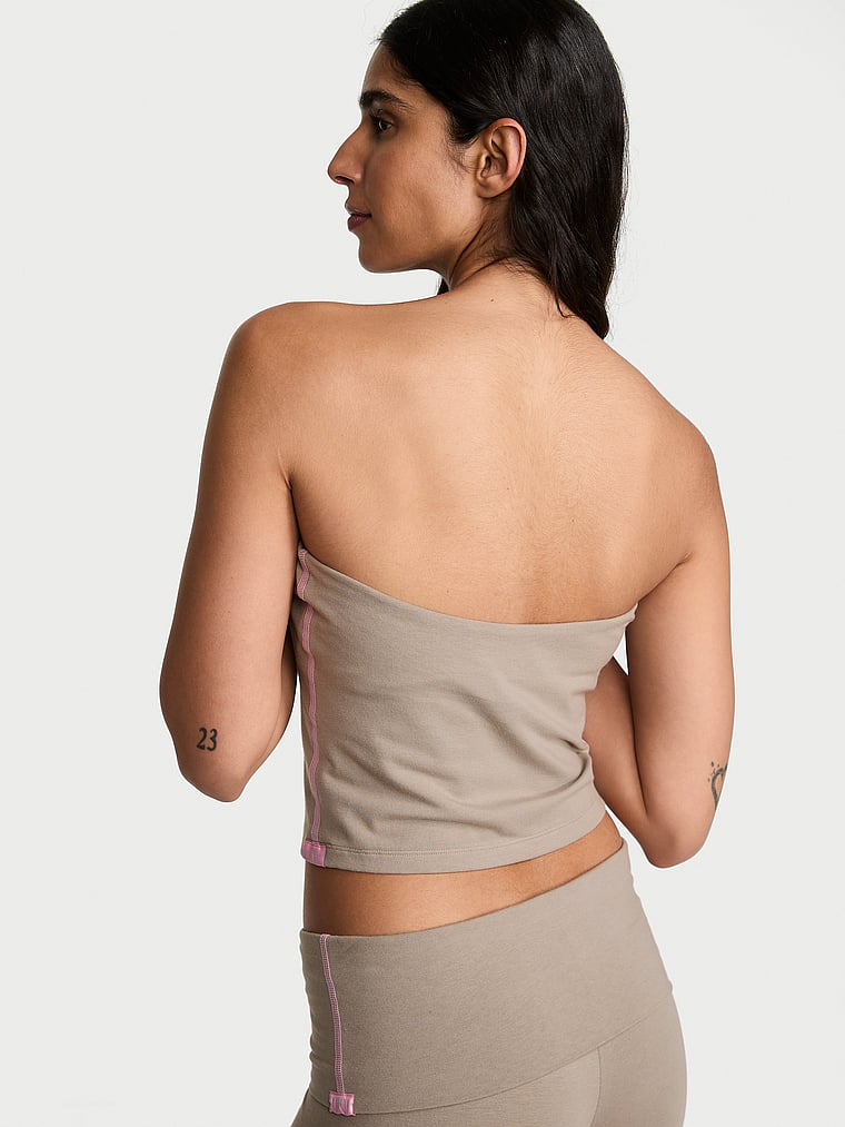 Victoria's Secret, Angel Essentials Cotton Tube Top, Dove Grey, onModelBack, 2 of 3 Anisha is 5'11" and wears Small