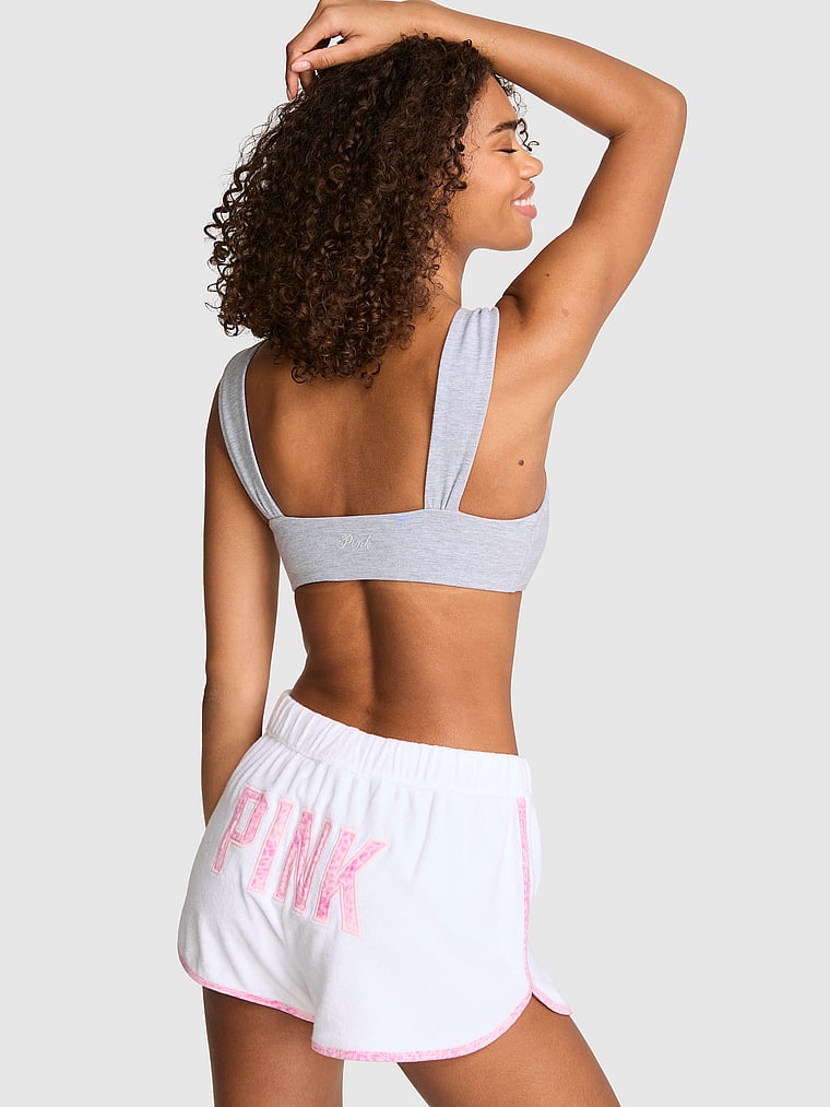 PINK SWIM Terry Cover-Up Shorts, White, onModelBack, 2 of 3