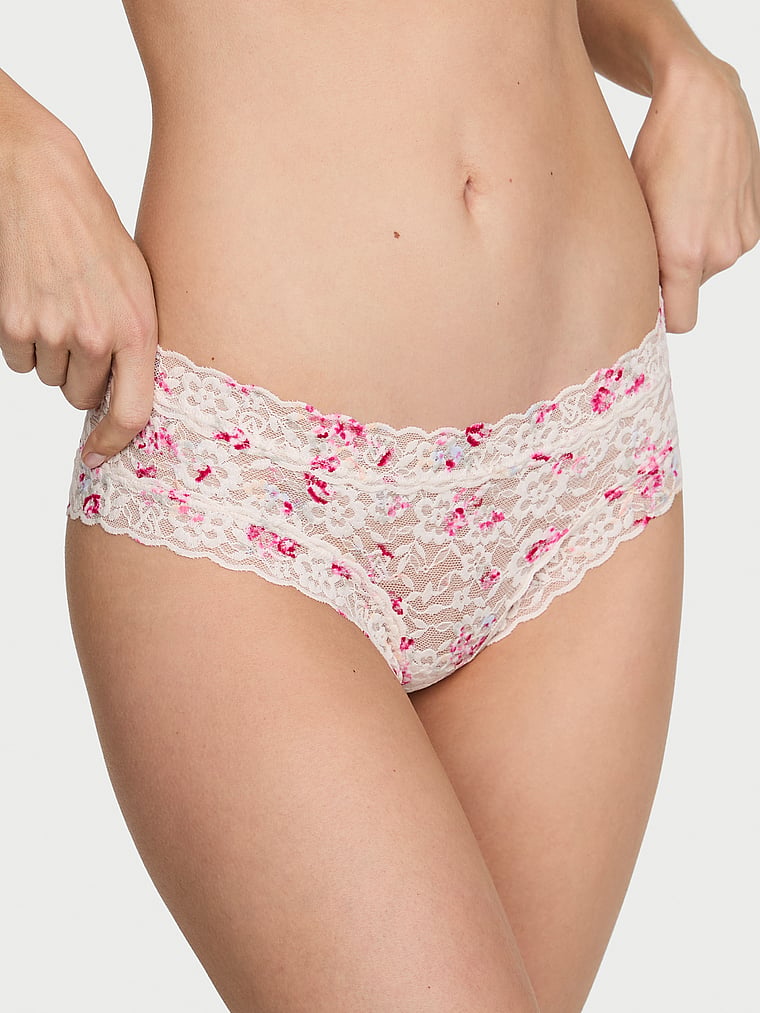 Victoria's Secret, The Lacie Lace Cheeky Panty, Coconut White, onModelFront, 1 of 3 Maggie is 5'7" and wears Small