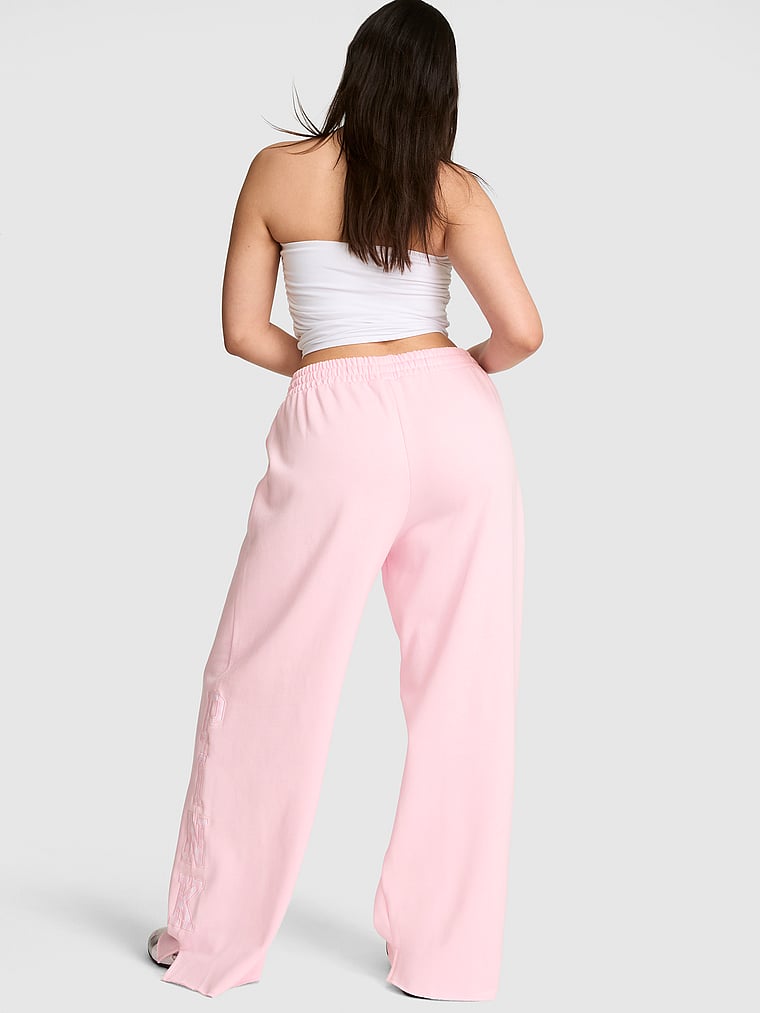 PINK Campus Fleece™ Wide-Leg Split-Hem Sweatpants, Coconut Pink, onModelBack, 2 of 3 Breanna is 5'8" or 173cm and wears Medium