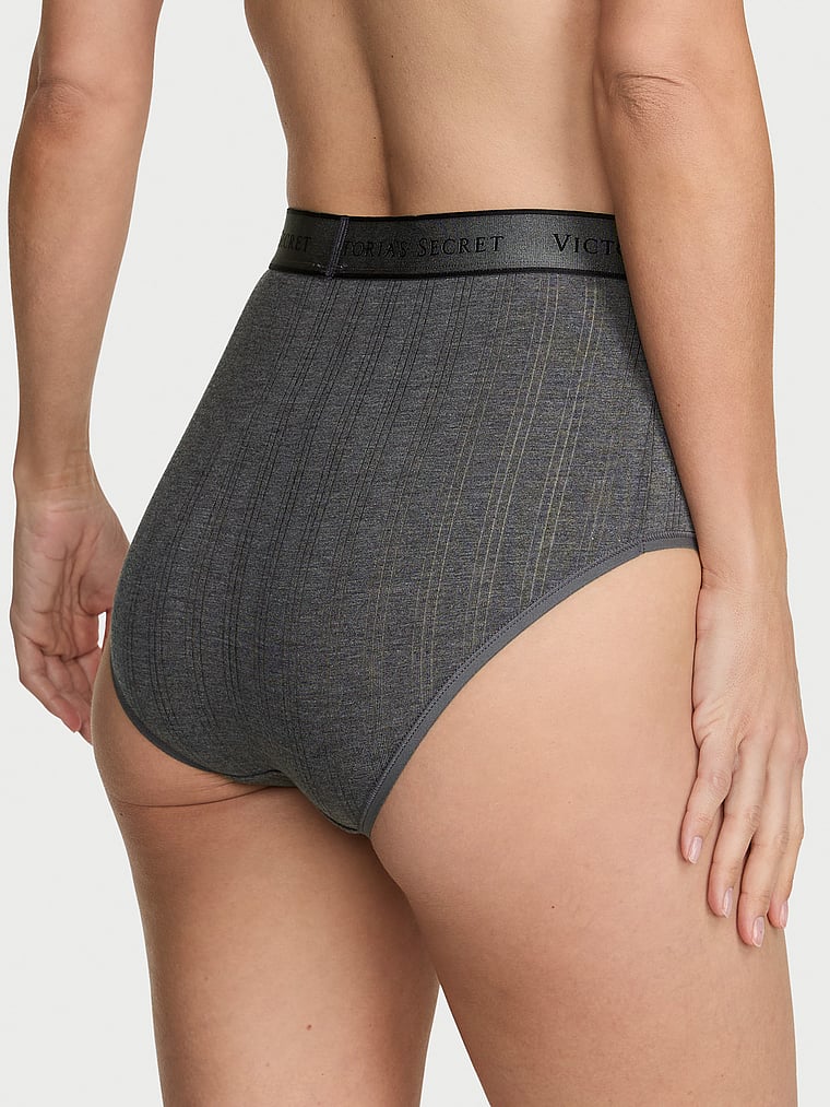 Victoria's Secret, Cotton Logo Cotton Modern Brief Panty, Heather Anthracite, onModelBack, 2 of 3 Maggie is 5'7" and wears Small