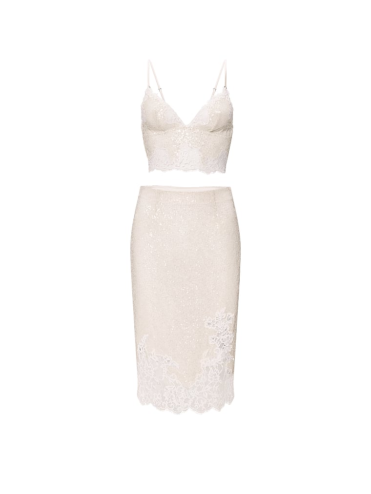 Victoria's Secret, Dream Angels Atelier x Victoria's Secret Bridal Embellished Bralette & Skirt Set, Coconut White, offModelFront, 4 of 5