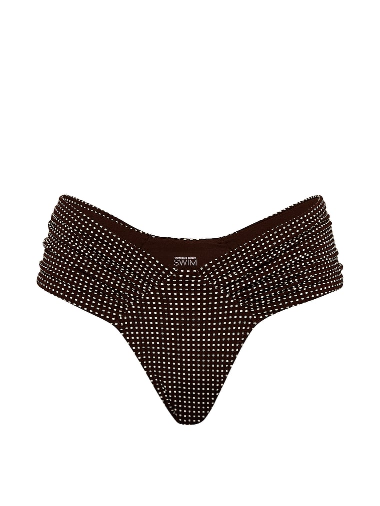 Victoria's Secret, Victoria's Secret Swim Beach Beads Ruched Itsy Bikini Bottom, Ganache, offModelFront, 4 of 4