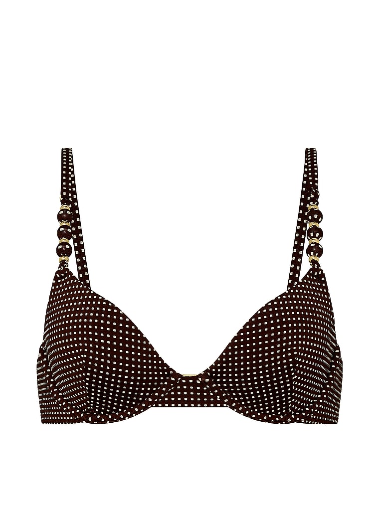 Victoria's Secret, Victoria's Secret Swim Beach Beads Balconette Bikini Top, Ganache, offModelFront, 4 of 4