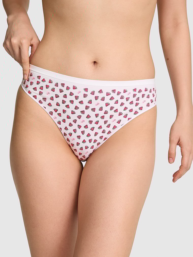 PINK Seamless Brazilian Panty, Vs White Watermelon Print, onModelFront, 1 of 2