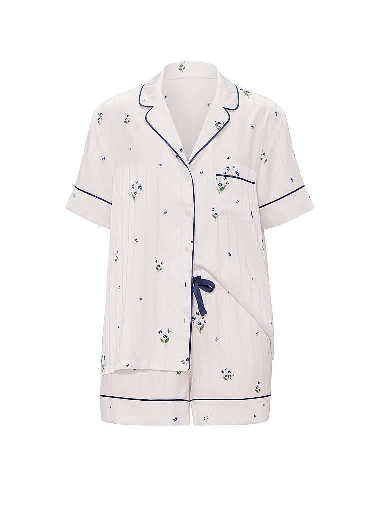 Victoria's Secret, Victoria's Secret Signature Satin Short Pajama Set, offModelFront, 4 of 5