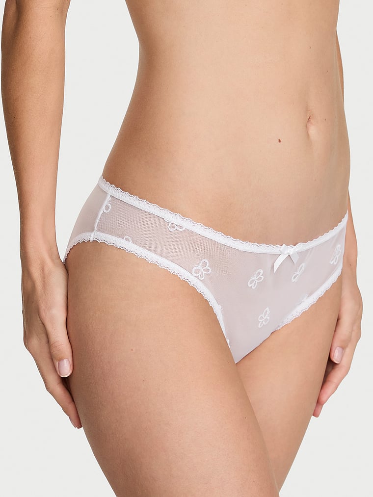 Victoria's Secret, Dream Angels Lace Bikini Panty, White, onModelFront, 1 of 3 Maggie is 5'7" and wears Small