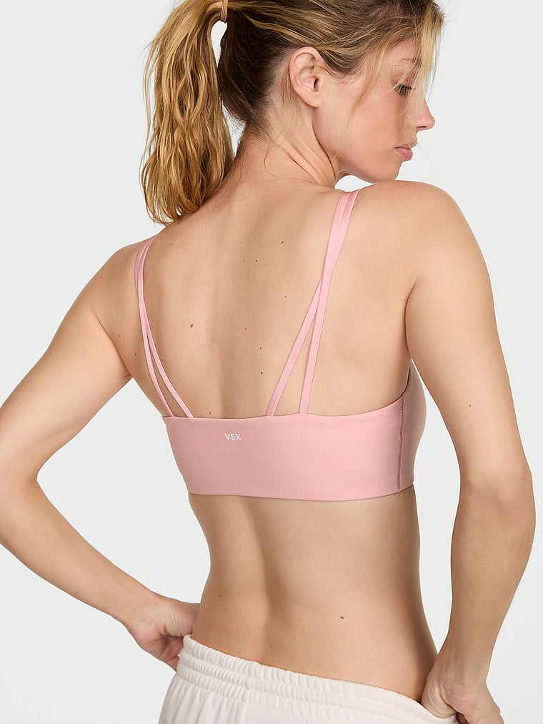 Victoria's Secret, VSX VSX Elevate™ Strappy Square-Neck Sports Bra, Dusk Pink, onModelBack, 2 of 5