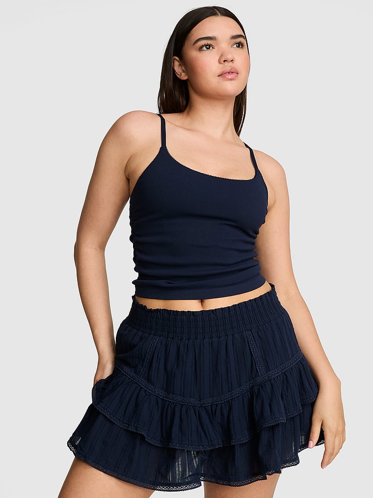 PINK AnyWear Cami, Noir Navy, onModelFront, 1 of 3 Breanna is 5'8" or 173cm and wears Medium
