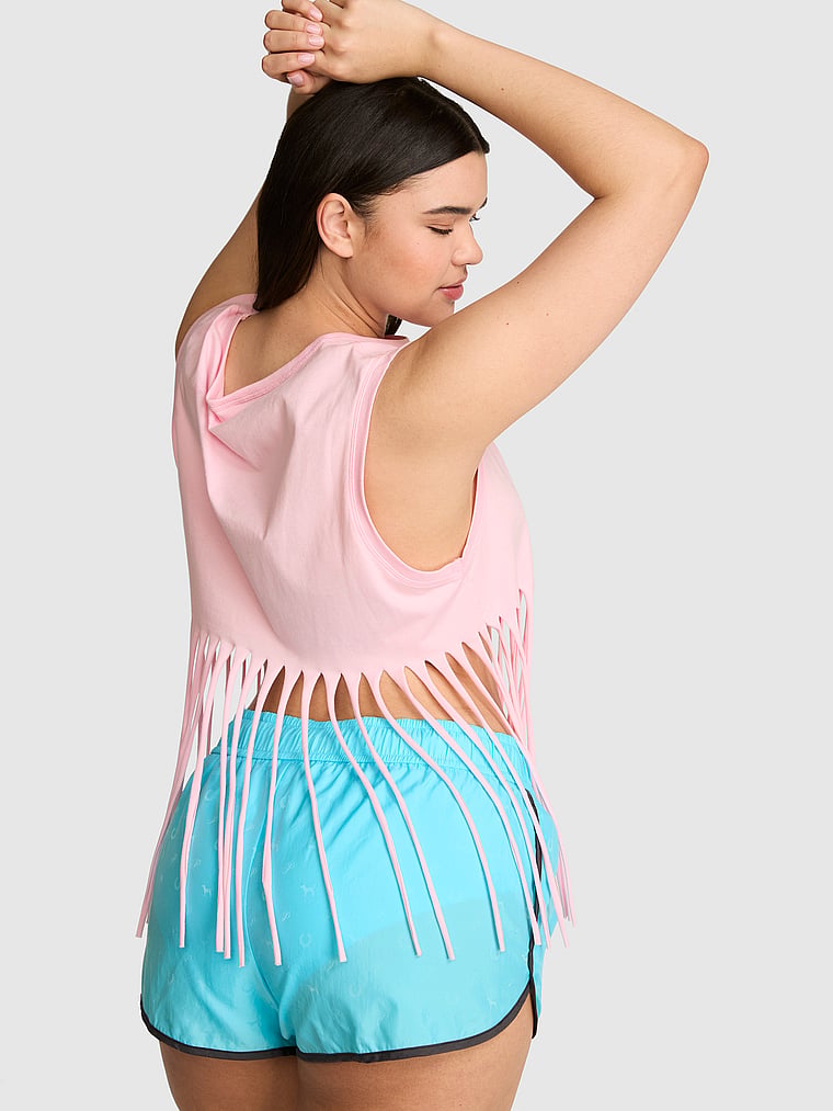 PINK Campus Cotton™ Retro Fringe Tank Top, Coconut Pink, onModelBack, 2 of 3 Breanna is 5'8" and wears Medium