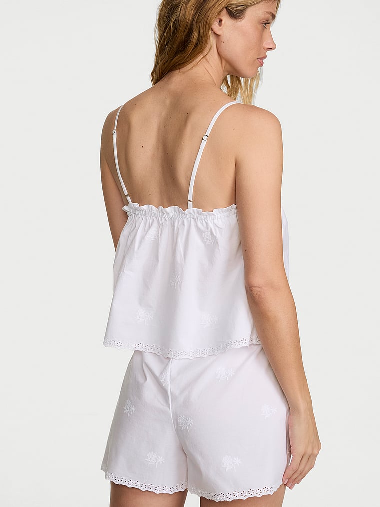 Victoria's Secret, Victoria's Secret Heritage Cotton Eyelet Short Pajama Set, VS White Floral, onModelSide, 2 of 5 Maggie is 5'7" and wears S/Regular