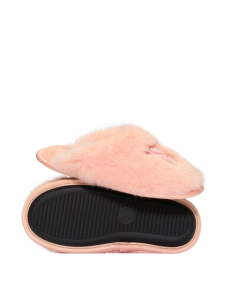 Victoria's Secret, Victoria's Secret Luxe Plush Closed-Toe Slippers, Pink Ombre, offModelBack, 3 of 3