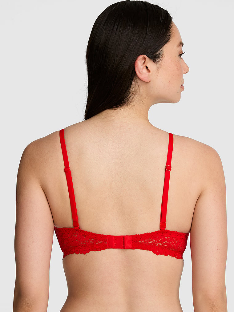 PINK PINK Wink™ Uplift Wireless Plunge Bra, Red Pepper, onModelBack, 2 of 3