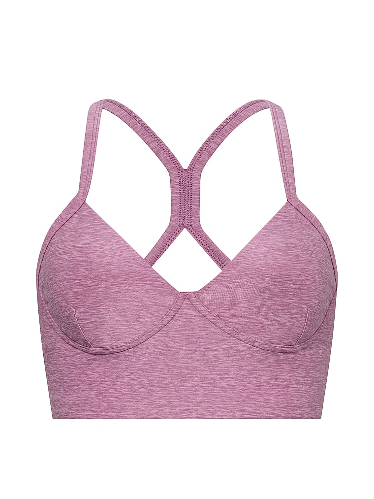 Victoria's Secret, VSX VSX LUXMarl™ Racerback Sports Bra, Violet Frost, offModelFront, 3 of 3