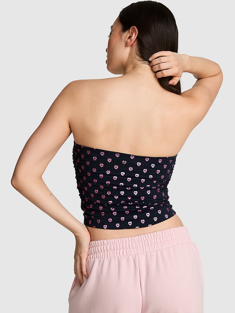 PINK All-Day Cotton™ Tube Top, Noir Navy, onModelBack, 2 of 4