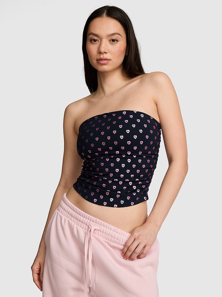 PINK All-Day Cotton™ Tube Top, Noir Navy, onModelFront, 1 of 4