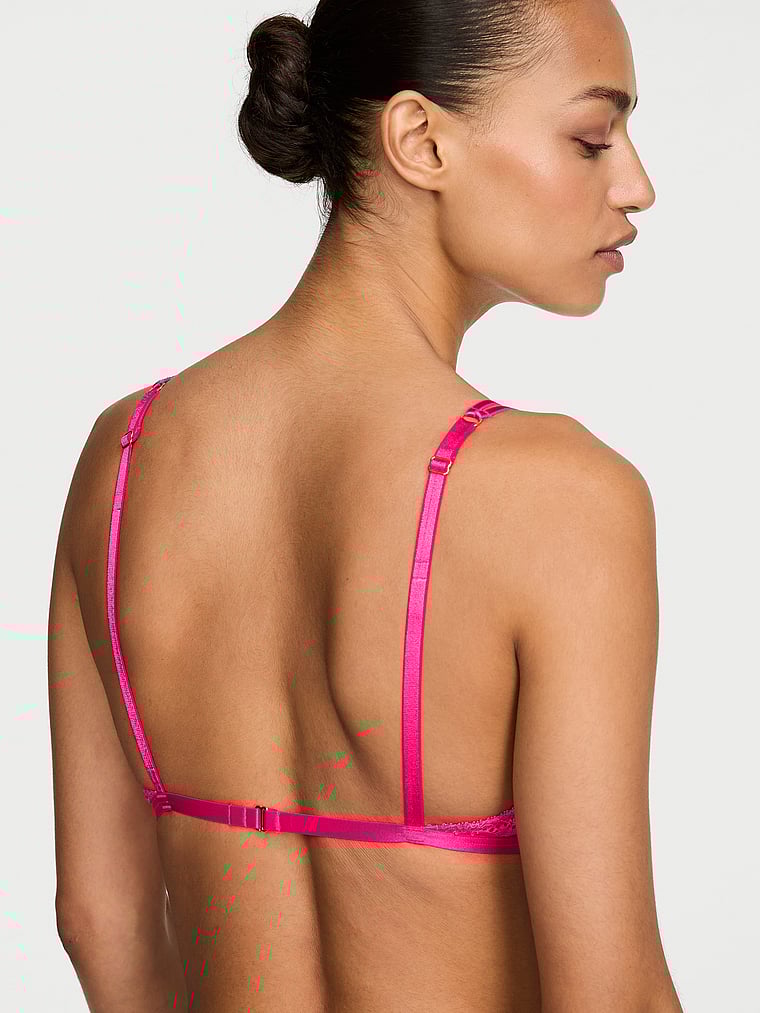 Victoria's Secret, Victoria's Secret Tease Sexy Strappy Lace Triangle Bralette, Enchanted Pink, onModelBack, 2 of 3 Nikita  is 5'10" and wears 34B or Small