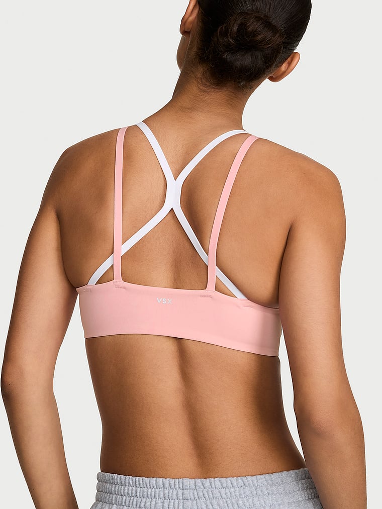 Victoria's Secret, VSX VSX Elevate™ Triangle Plunge Front-Close Sports Bra, Dusk Pink, onModelBack, 2 of 6