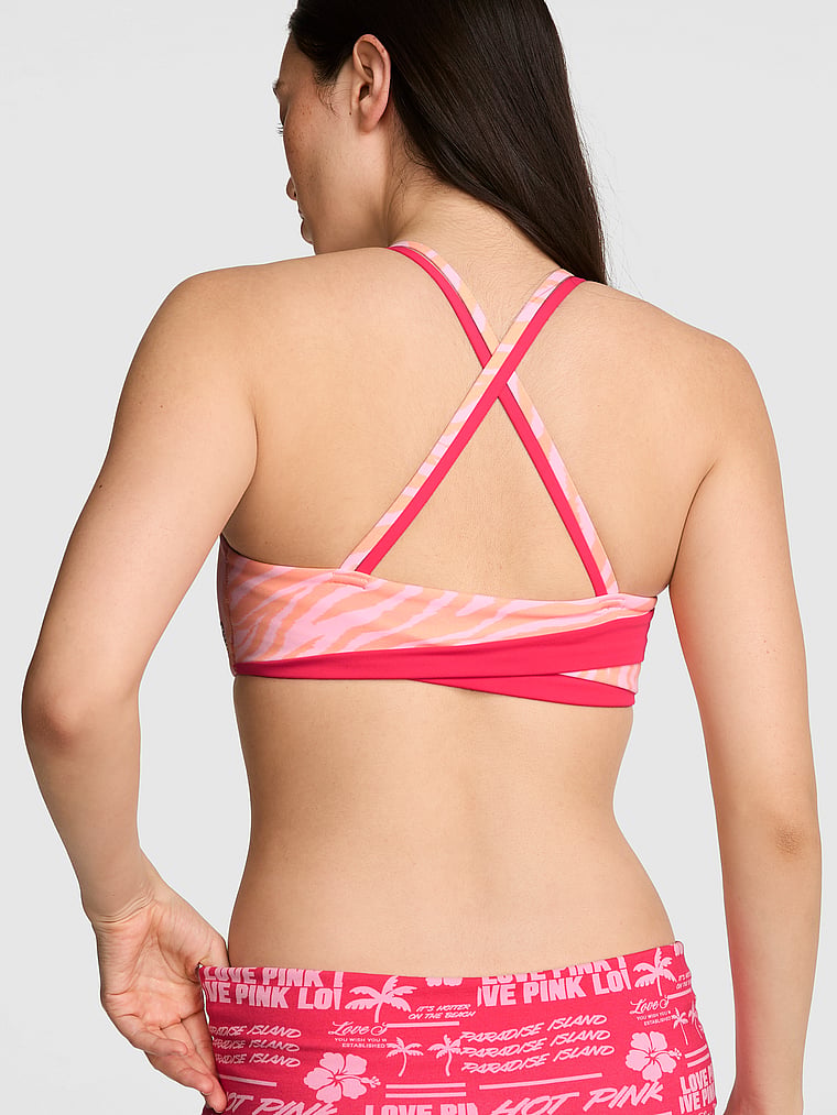 PINK Relay Square-Neck Sports Bra, Zebra, onModelBack, 2 of 3
