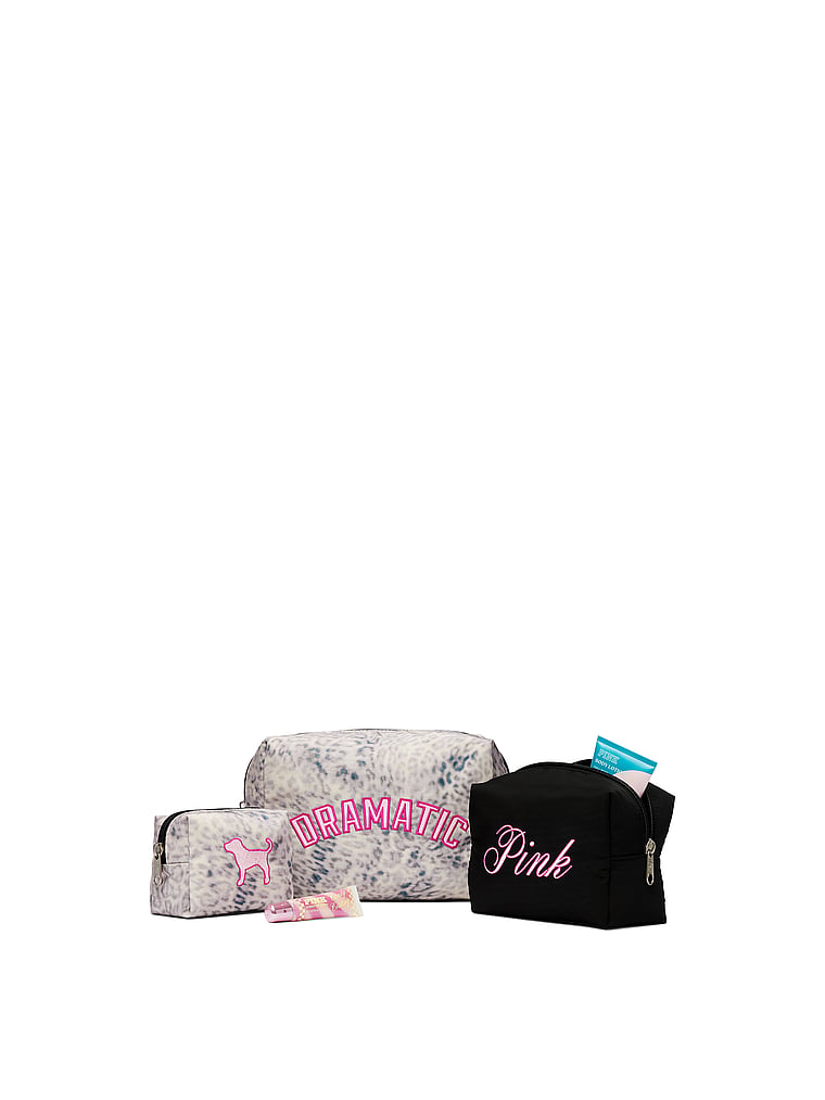 PINK Makeup Bag Trio, Leo Haze, offModelBack, 3 of 3