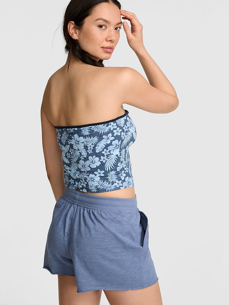 PINK Lightweight Lounge A-Line Shorts, Dusty Iris, onModelBack, 3 of 6