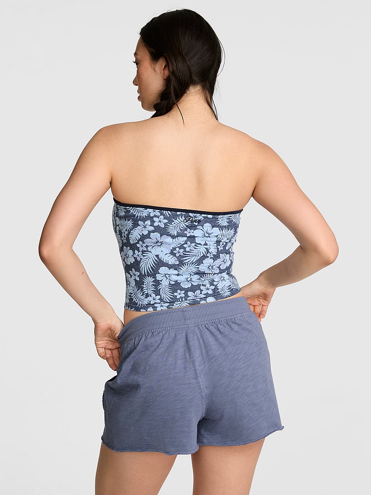 PINK All-Day Cotton™ Side-Ruched Tube Top, Print, onModelBack, 2 of 4
