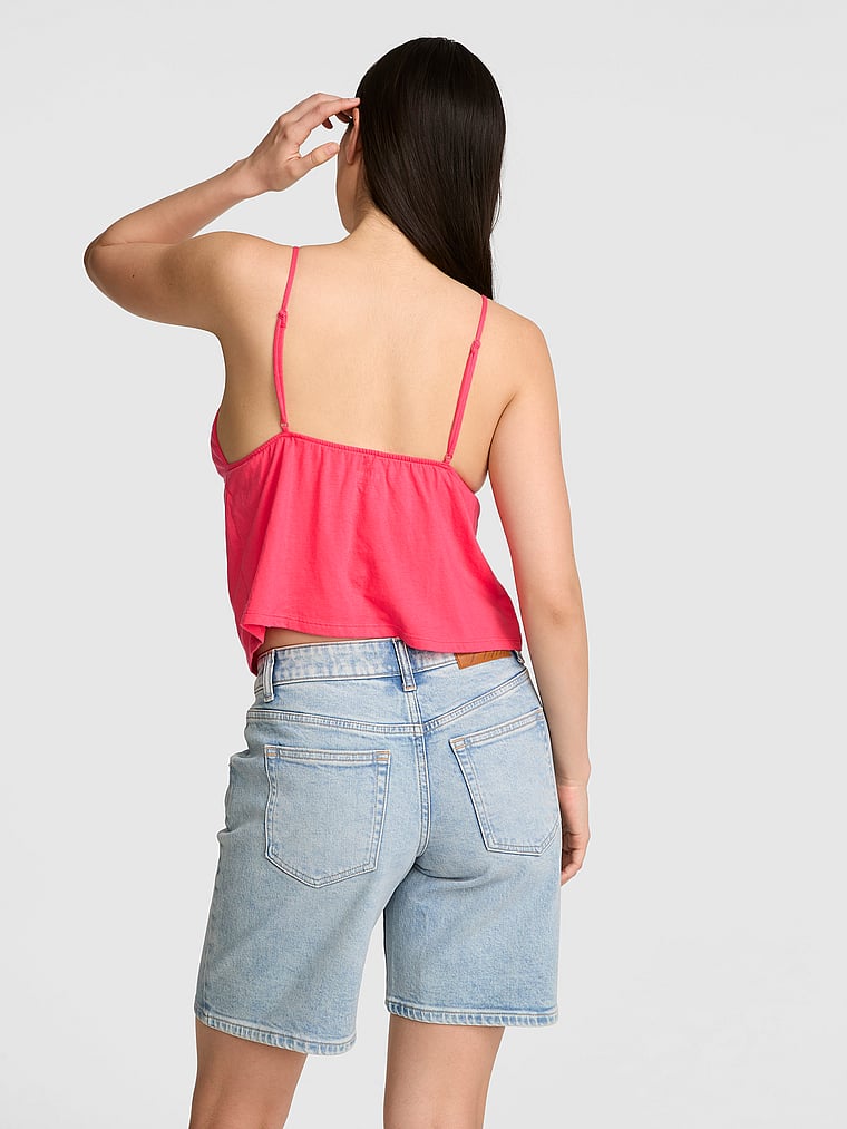 PINK Dream Jersey Babydoll Cami, Candy Pink, onModelBack, 3 of 4