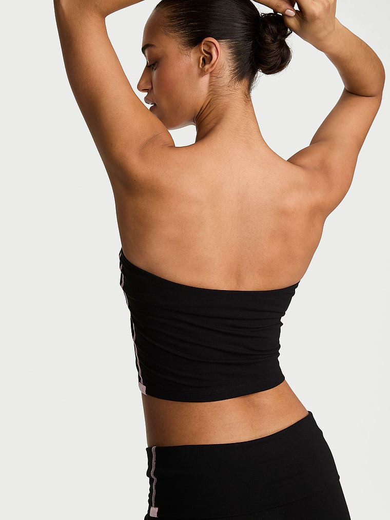 Victoria's Secret, Angel Essentials Cotton Tube Top, Pure Black, onModelBack, 2 of 3 Nikita  is 5'10" and wears Small