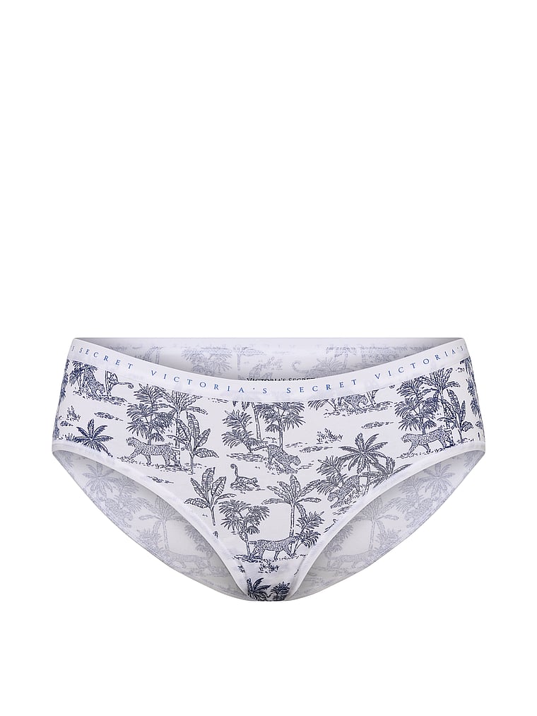 Victoria's Secret, Victoria's Secret Stretch Cotton Hiphugger Panty, Blue Jungle Toile, offModelFront, 3 of 3