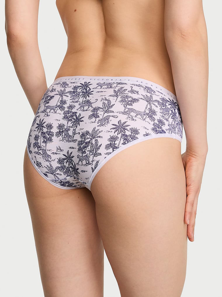 Victoria's Secret, Victoria's Secret Stretch Cotton Hiphugger Panty, Blue Jungle Toile, onModelBack, 2 of 3 Lotta is 5'10" and wears Small