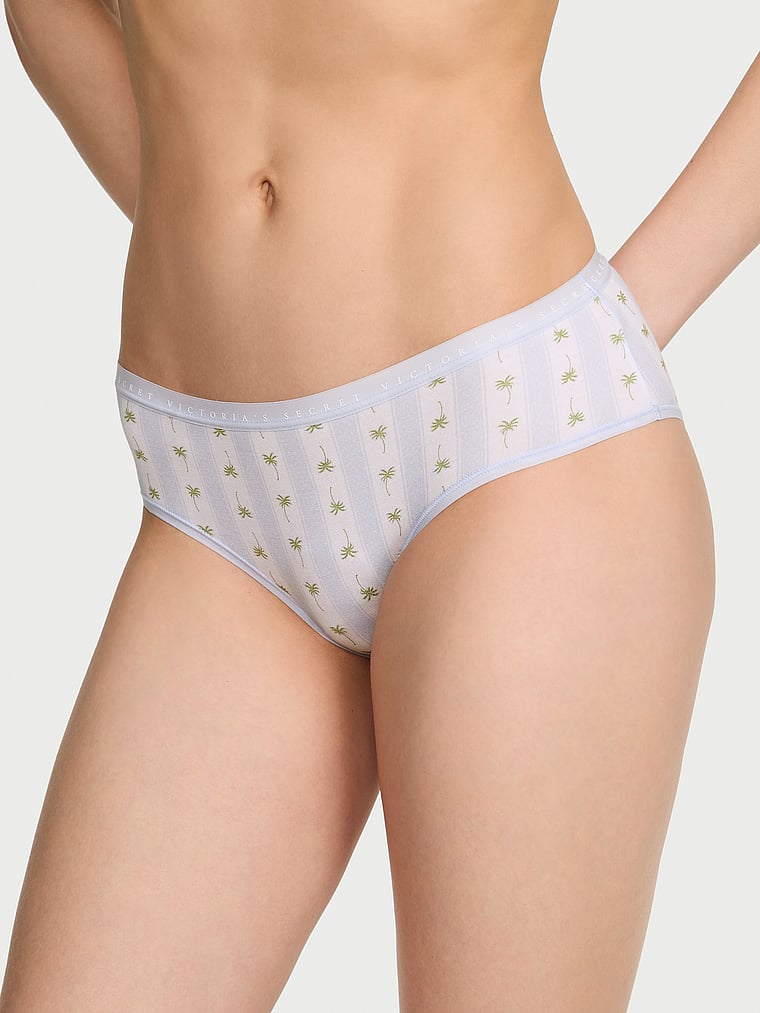 Victoria's Secret, Victoria's Secret Stretch Cotton Hiphugger Panty, Blue Palm Stripes, onModelFront, 1 of 3 Lotta is 5'10" or 178cm and wears Small