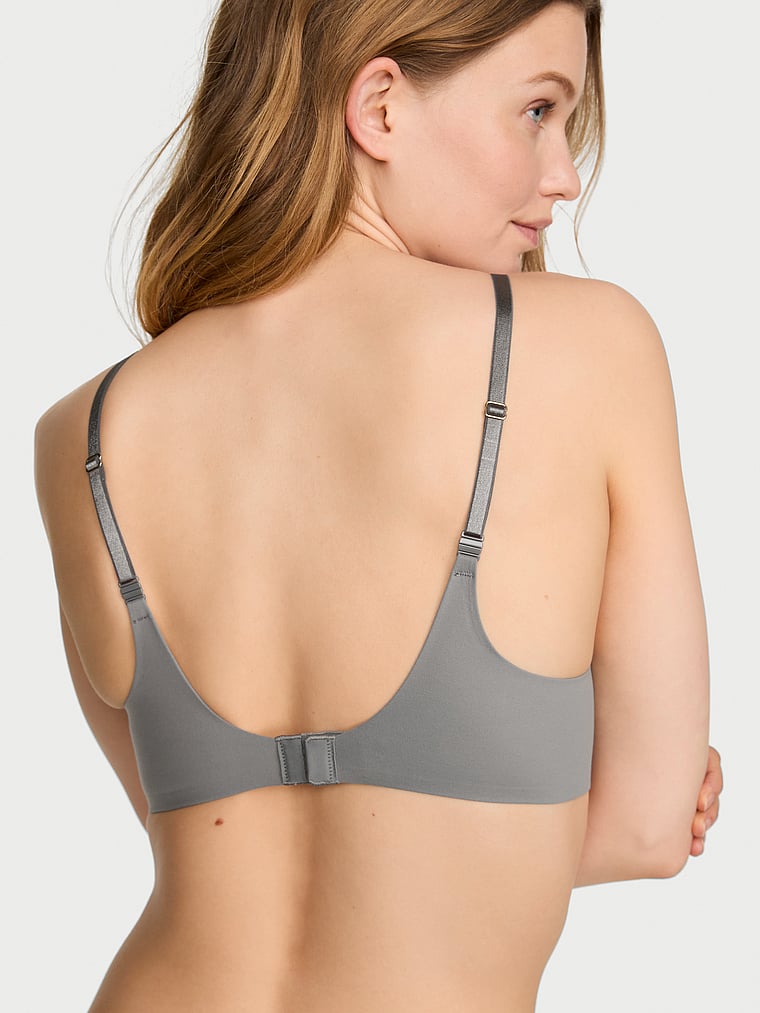 Victoria's Secret, Love Cloud Wireless Push-Up Bra, Steel Grey, onModelBack, 4 of 4 Lotta is 5'10" or 178cm and wears 34B or Small
