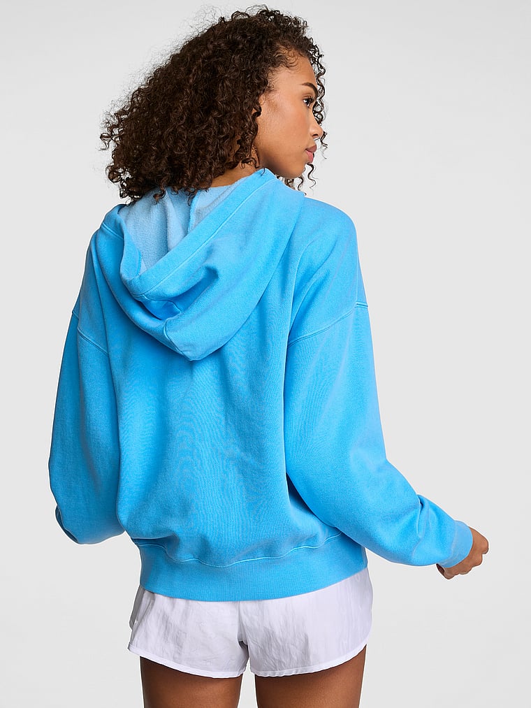 PINK Campus Fleece™ Full-Zip Hoodie, Capri Blue, onModelBack, 2 of 4