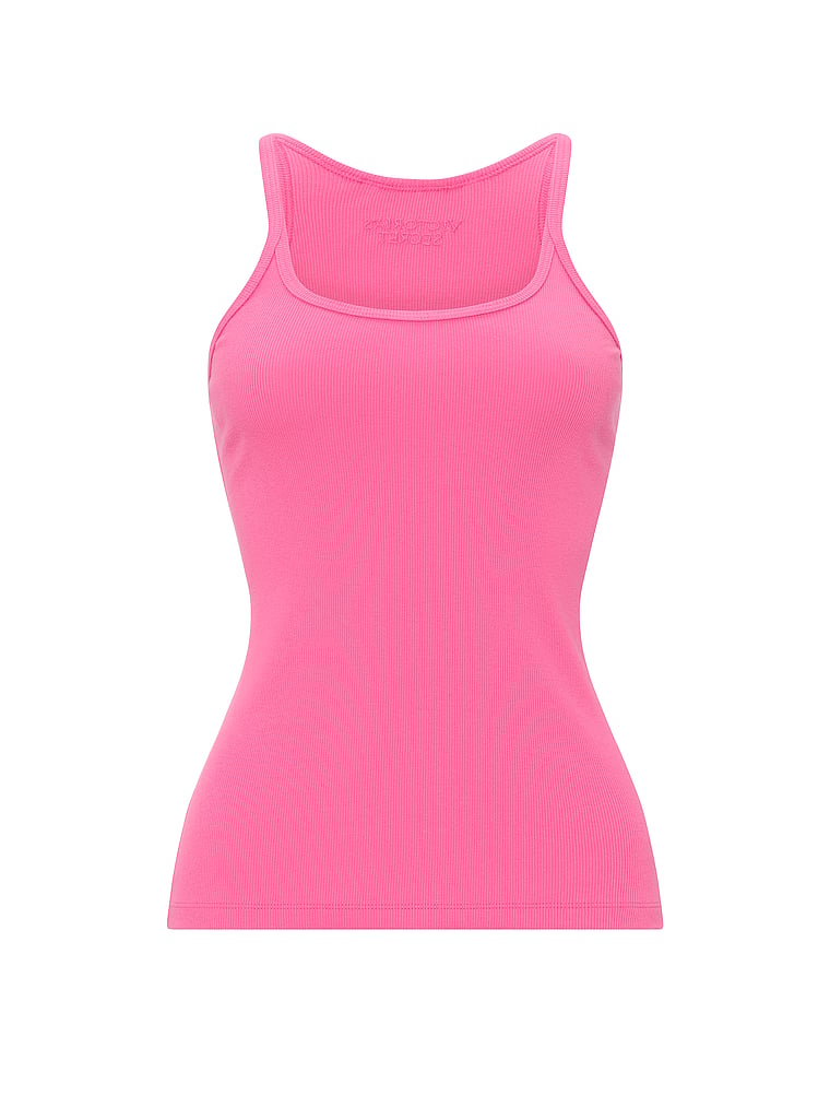 Victoria's Secret, Victoria's Secret Mix & Match Sleep Perfect Ribbed Tank Top, Pink Radiance, offModelFront, 3 of 4
