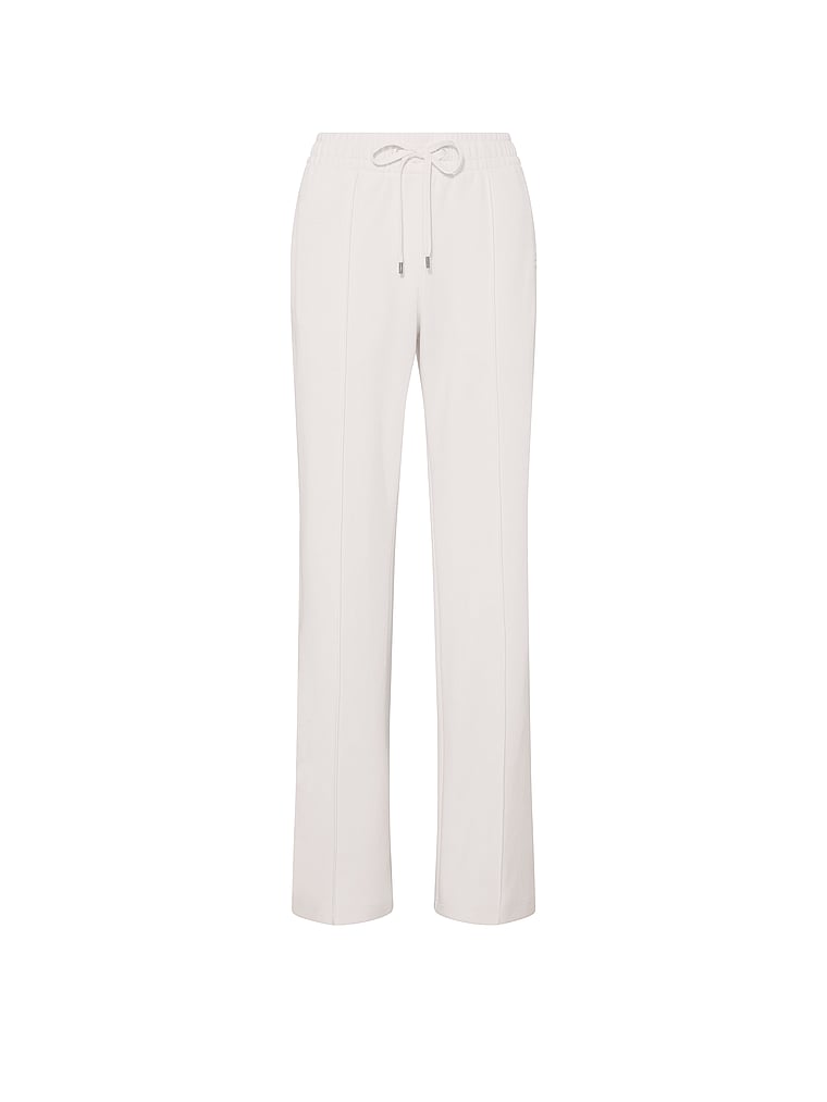 Victoria's Secret, Angel Essentials Bridal Pique Knit Flare Track Pant, Coconut White, offModelFront, 4 of 4
