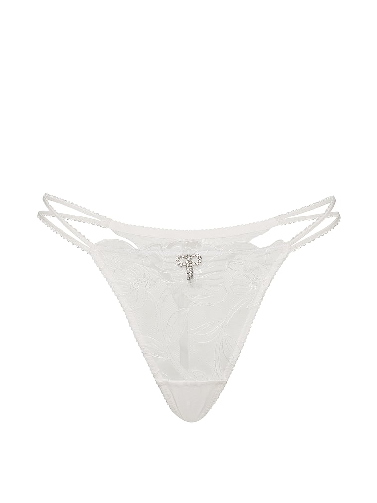 Victoria's Secret, Dream Angels Frou Frou Embroidery Strappy V-String Panty, Froufrou Embroidery, offModelFront, 4 of 5