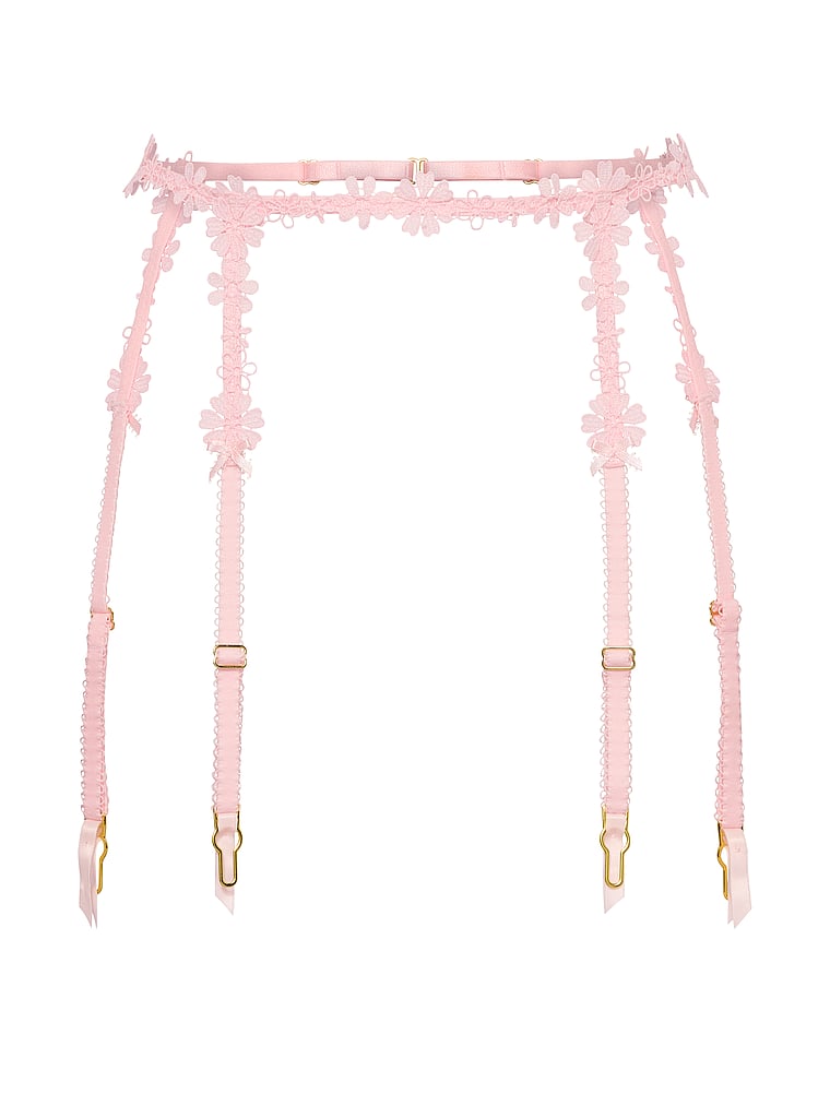 Victoria's Secret, Dream Angels Blossom Embroidery Garter Belt, Blossom Embroidery, offModelFront, 3 of 4