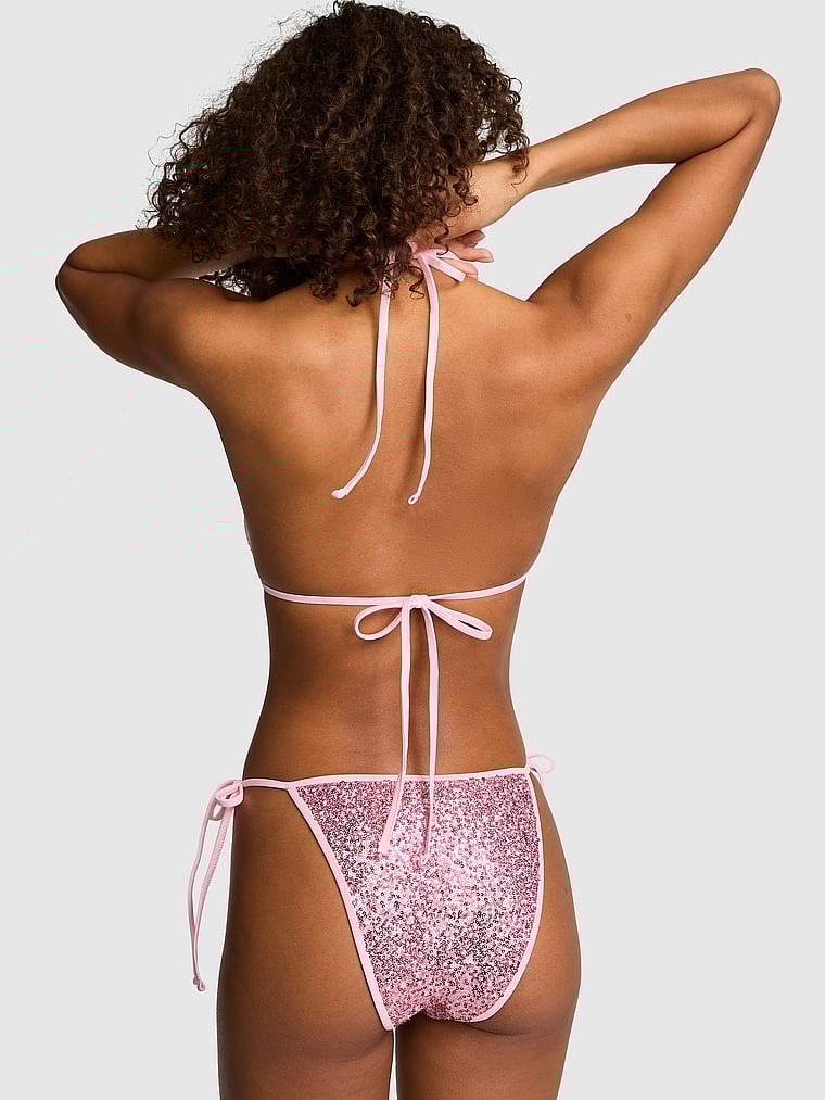 PINK SWIM Reversible Side-Tie Cheeky Bikini Bottom, Boardwalk Pink, onModelBack, 2 of 5