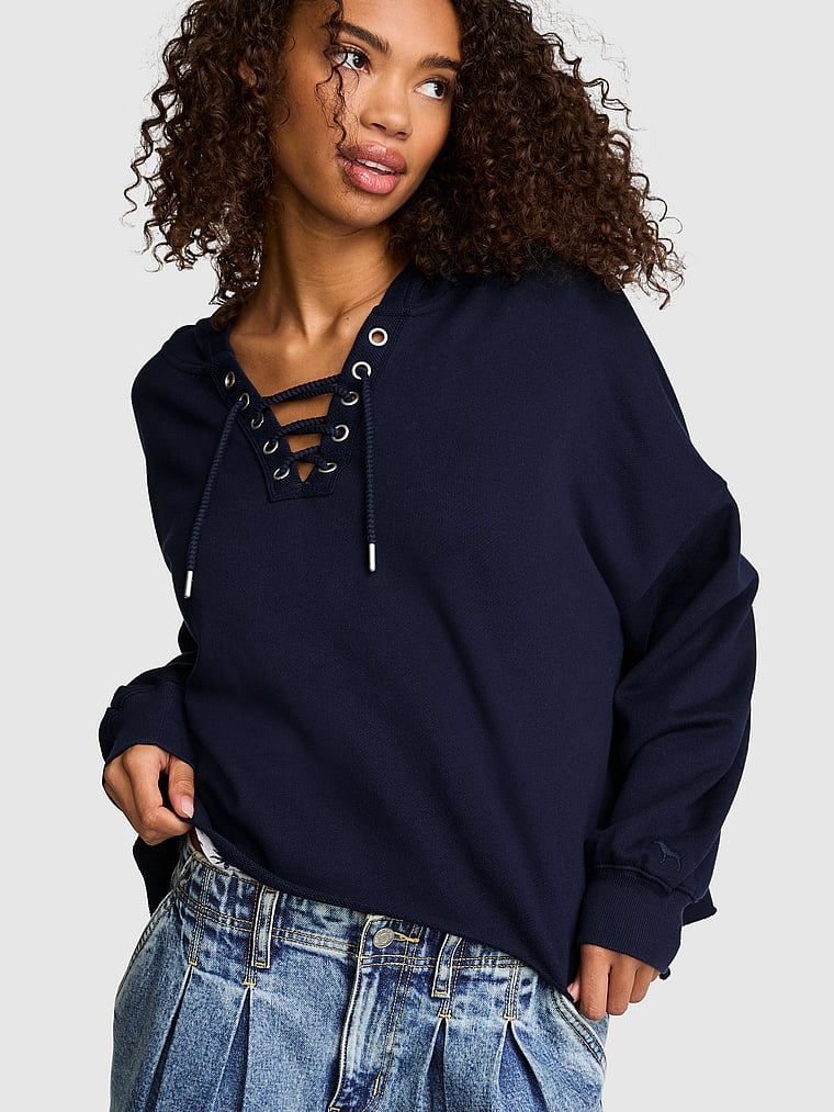 Campus Terry™ Lace-Up Tunic Hoodie