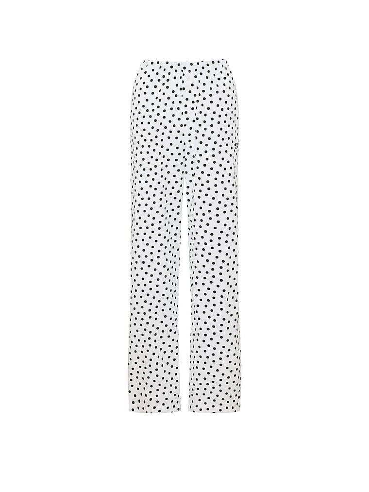 Victoria's Secret, Victoria's Secret Mix & Match Sleep Heritage Cotton Pajama Pants, VS White Dots, offModelFront, 3 of 4