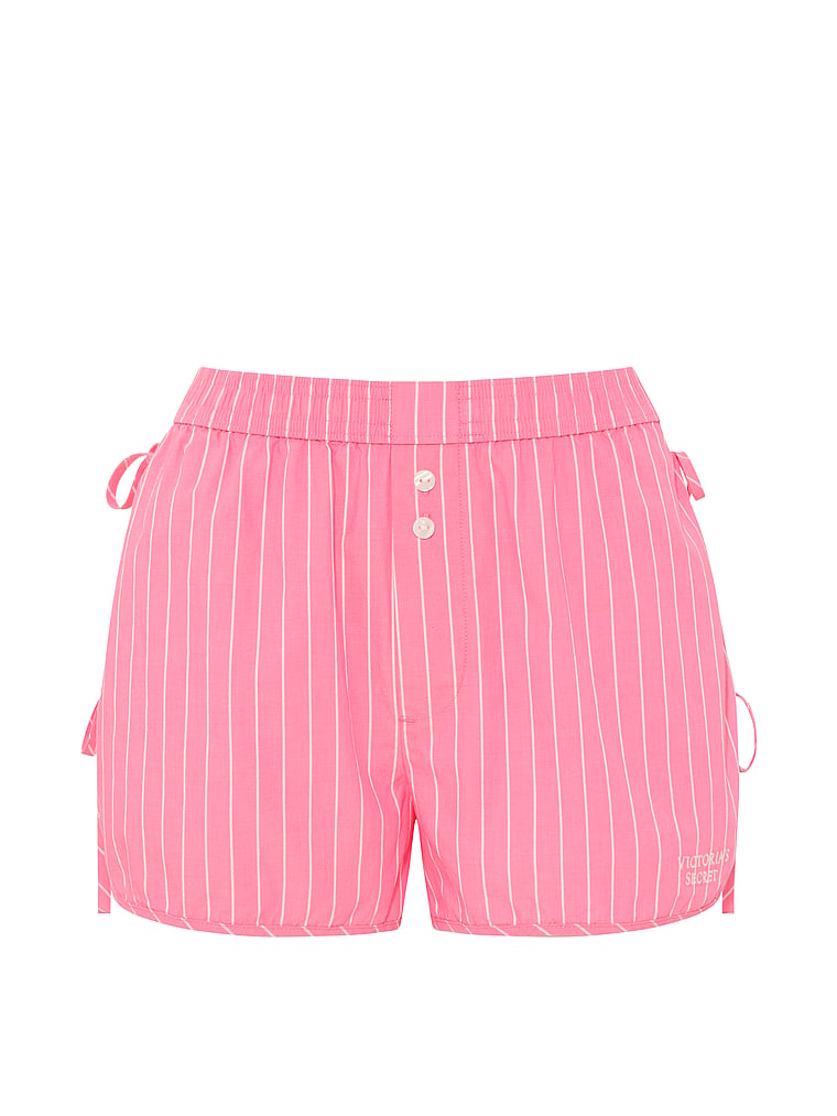 Victoria's Secret, Victoria's Secret Mix & Match Sleep Heritage Cotton Pajama Shorts, Bombshell Pink Stripes, offModelFront, 4 of 5