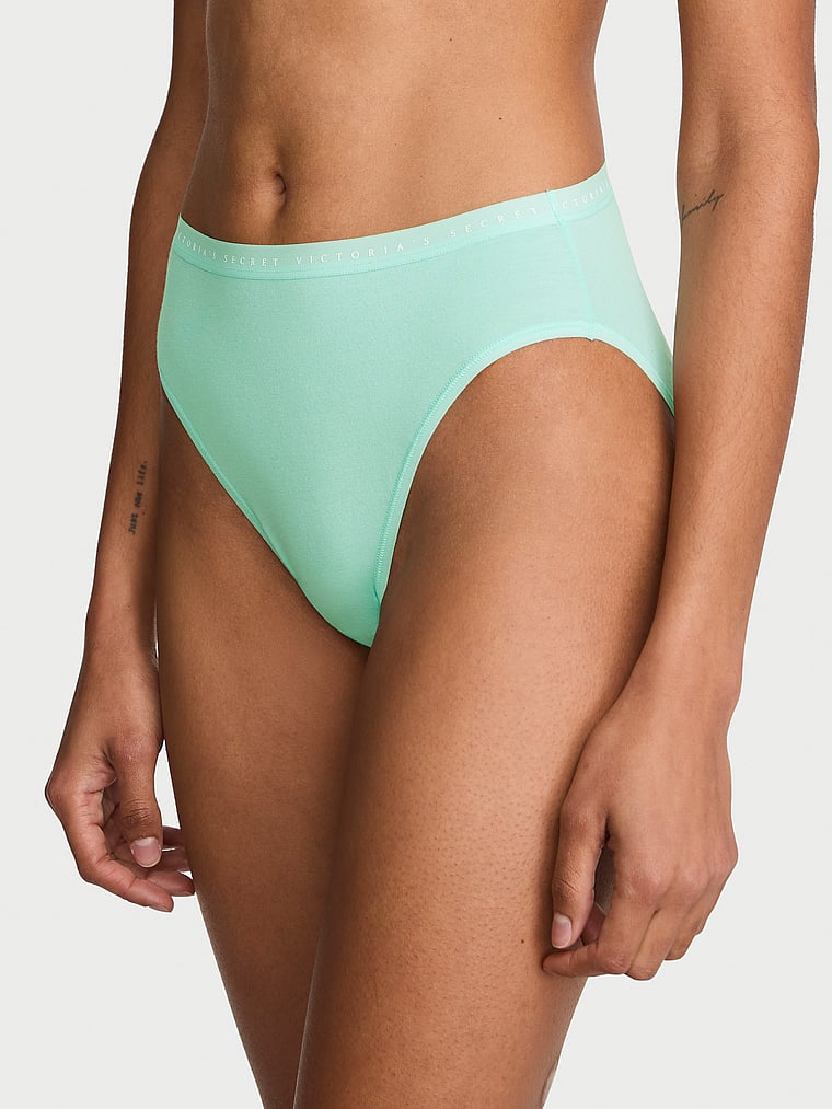 Victoria's Secret, Victoria's Secret Stretch Cotton High-Leg Brief Panty, Waterfall, onModelFront, 2 of 3 Anyeline is 5'10" or 178cm and wears Small