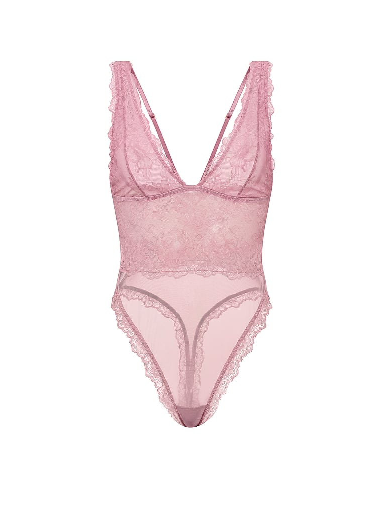 Sheer Rose Plunge Bodysuit